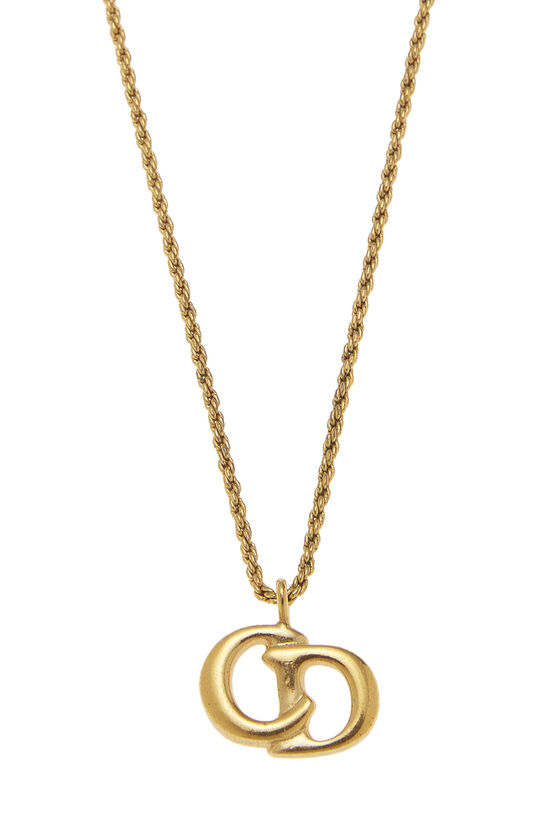 Gold Round 'CD' Necklace, , large image number 1