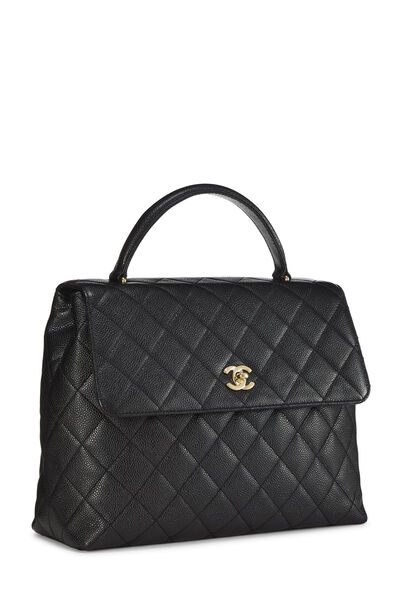 Black Quilted Caviar Kelly, , large
