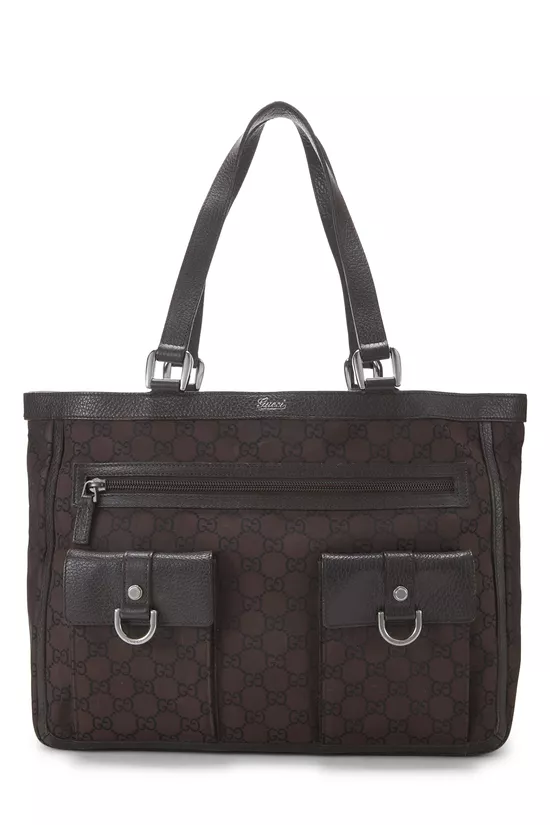 Brown GG Nylon Abbey Pocket Tote, , large image number 0