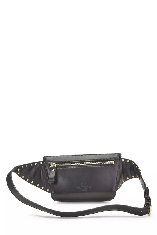 Black Leather Rockstud Belt Bag, , large image number 3