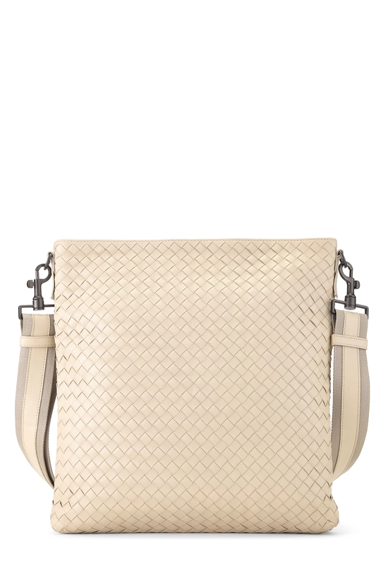 White Intrecciato Flat Messenger Bag, , large image number 0