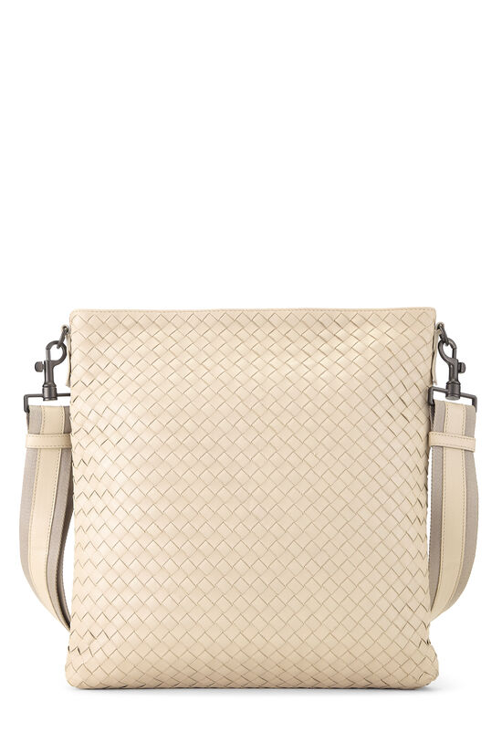 White Intrecciato Flat Messenger Bag, , large image number 0