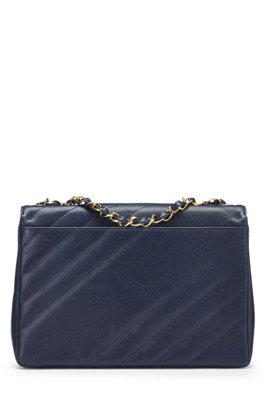 Navy Caviar Diagonal Jumbo Flap, , large image number 3