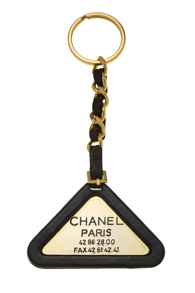 Gold & Black Leather Triangle Bag Charm