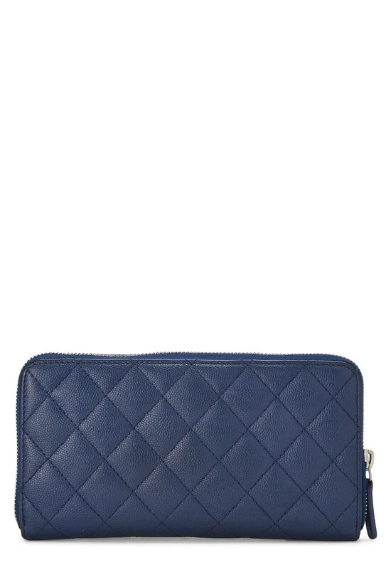 Navy Quilted Caviar Zip Wallet, , large image number 3
