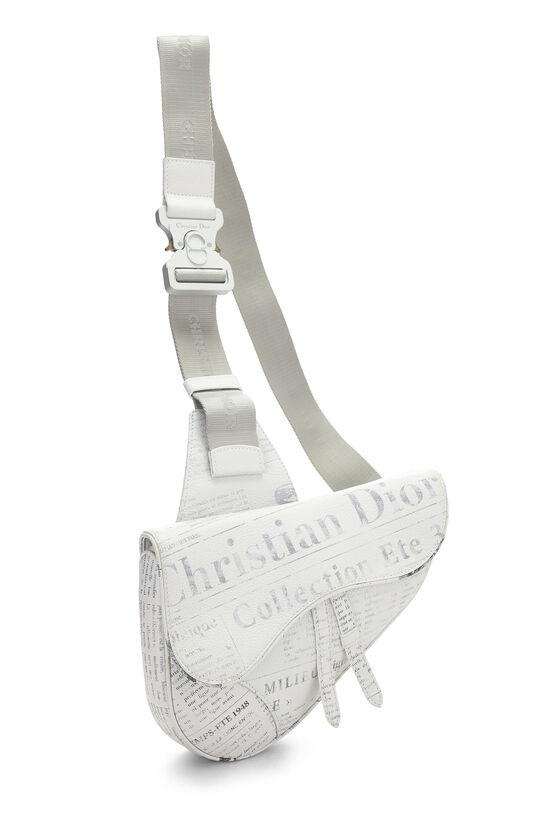 Daniel Arsham x Christian Dior White Calfskin Newspaper Saddle Bum Bag, , large image number 1