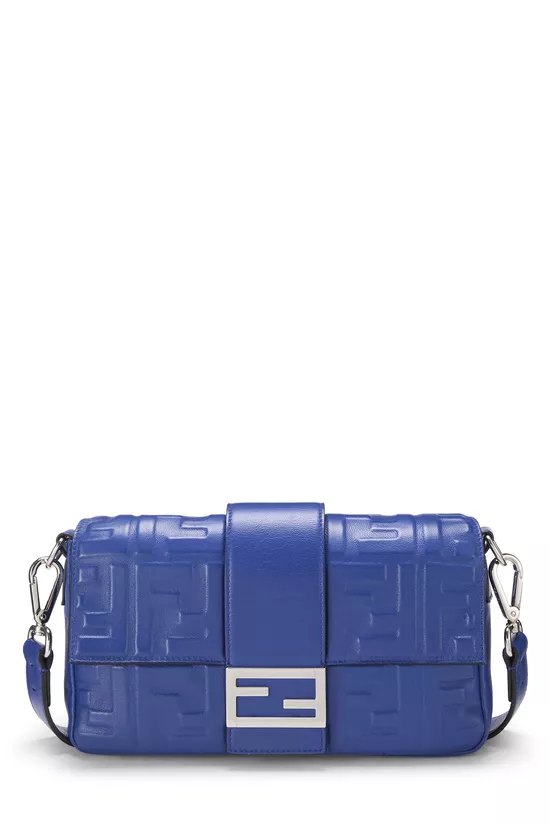 Blue Embossed Convertible Baguette Medium, , large image number 0