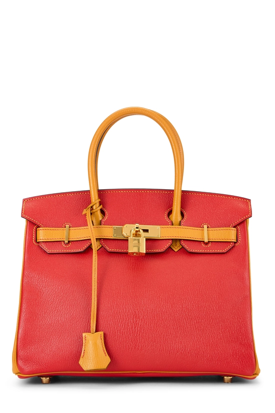 Rouge Tomate & Jaune d'Or Chevre Horseshoe Birkin 30, , large image number 0