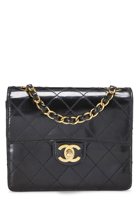 Black Quilted Patent Leather Classic Square Flap Mini, , large image number 0