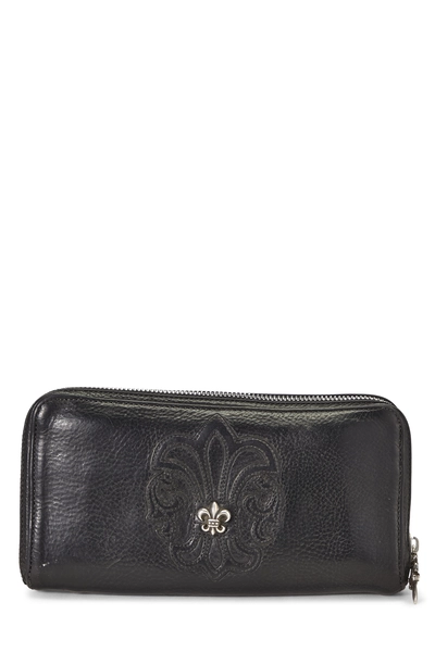 Black Leather BS Fleur Zip Around Wallet