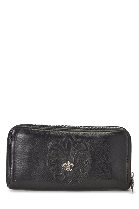 Black Leather BS Fleur Zip Around Wallet, , large image number 0