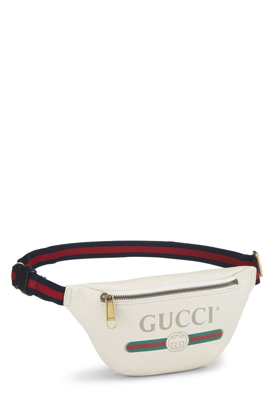 White Leather Logo Print Belt Bag Small, , large image number 1