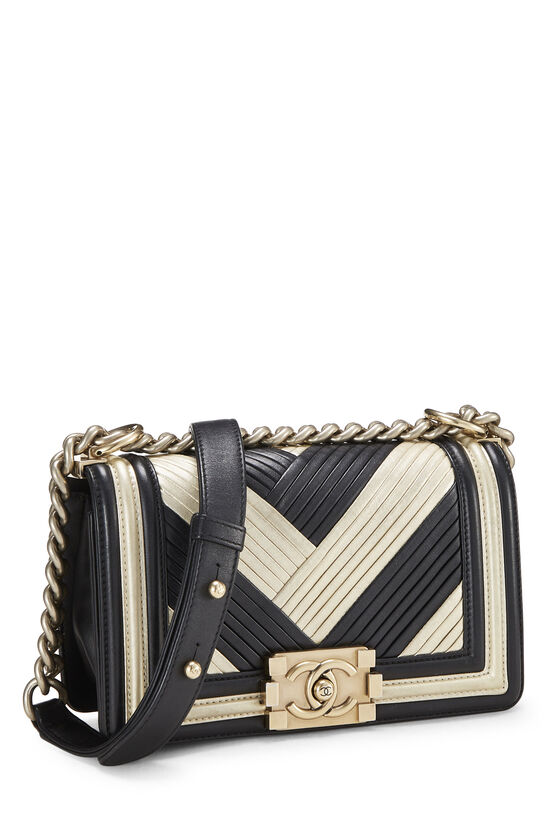 Multicolor Chevron Pleated Lambskin Boy Bag Small, , large image number 3