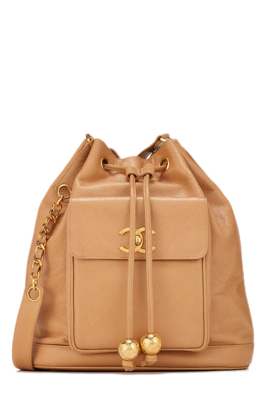 Beige Caviar Bucket Bag Large, , large image number 0