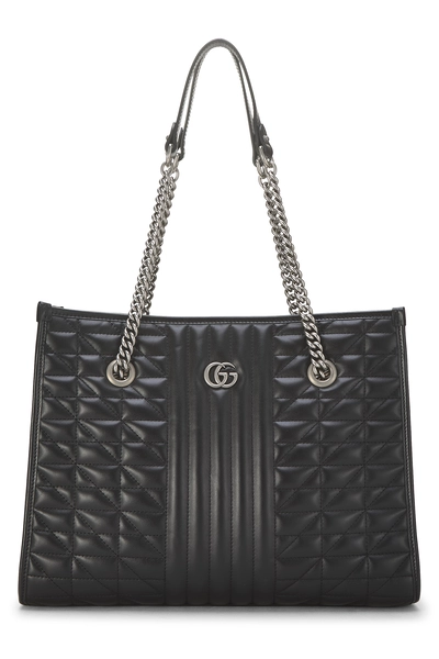 Black Leather GG Marmont Tote