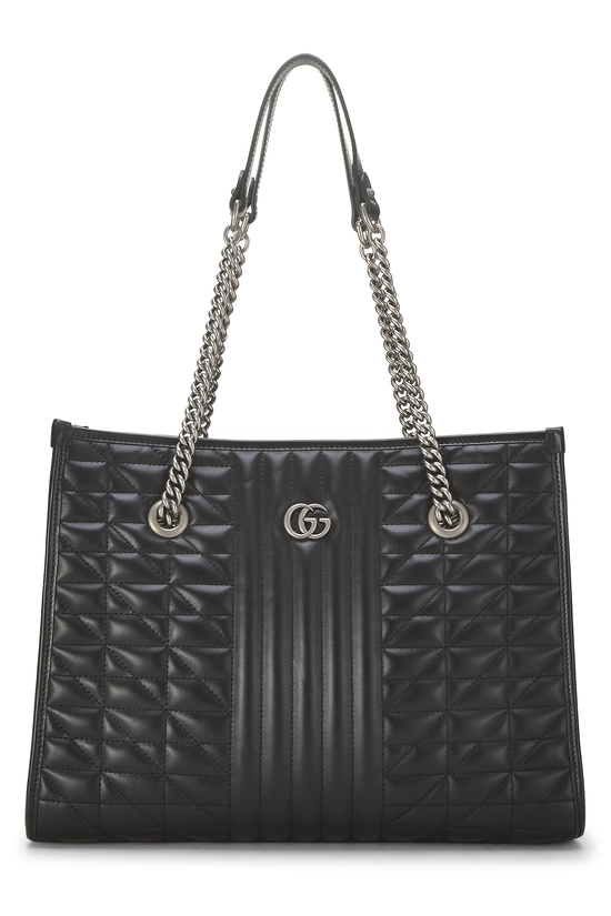 Black Leather GG Marmont Tote, , large image number 0