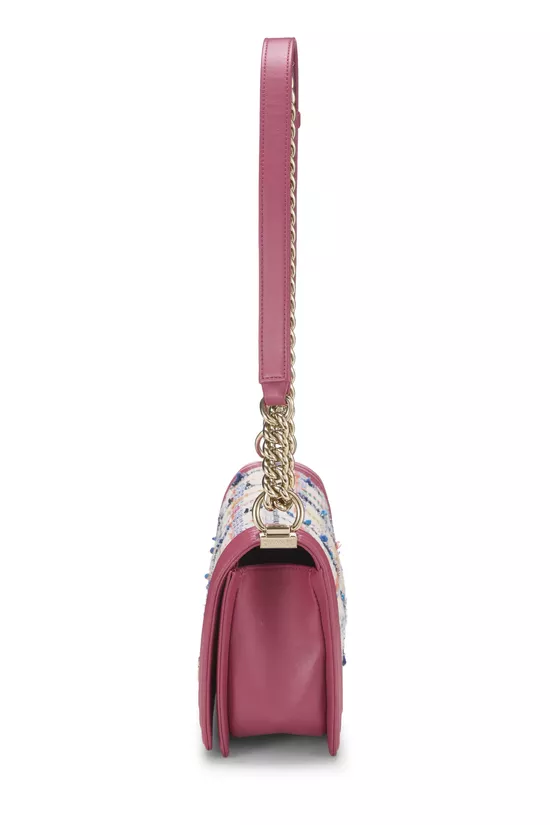 Pink & Multicolored Tweed Boy Bag Medium, , large image number 2