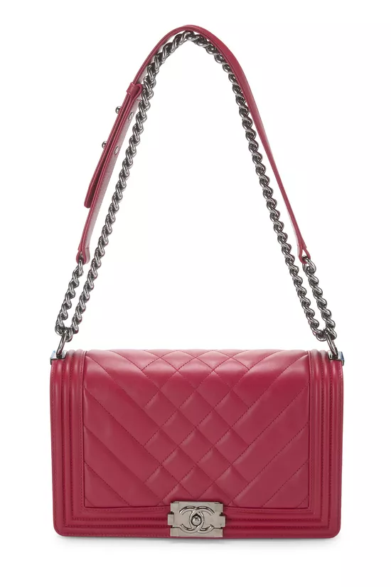 Red Chevron Calfskin Boy Bag Large, , large image number 0