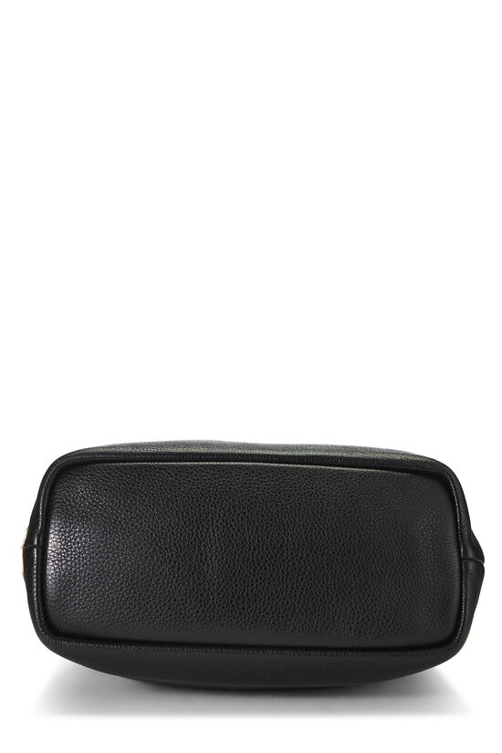 Black Vitello Daino Perforated Logo Handbag, , large image number 4