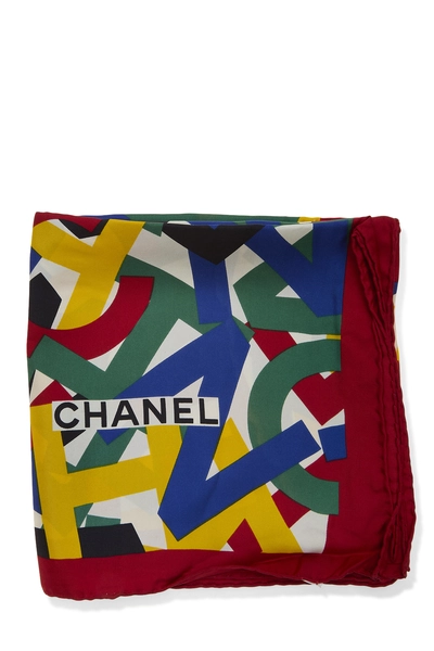 Multicolor Silk Logo Scarf, , large