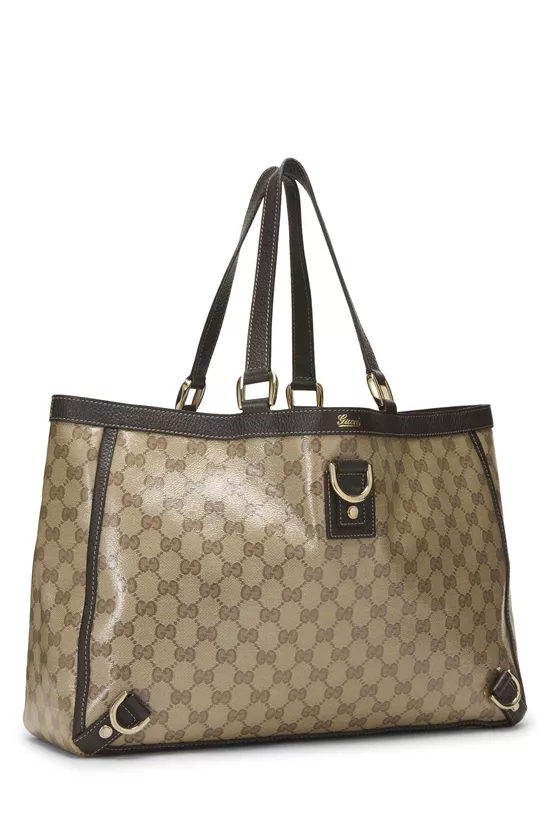 Brown Crystal Canvas D-Ring Abbey Tote, , large image number 1