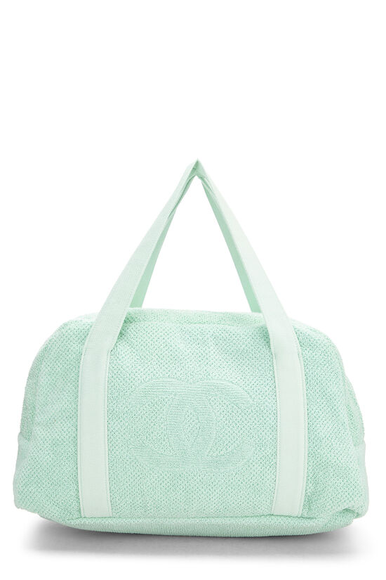 Green Terry Cloth 'CC' Beach Tote Large, , large image number 0