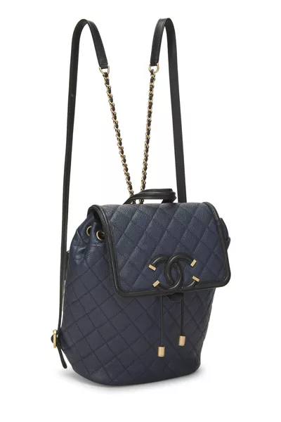 Navy Caviar 'CC' Filigree Backpack, , large