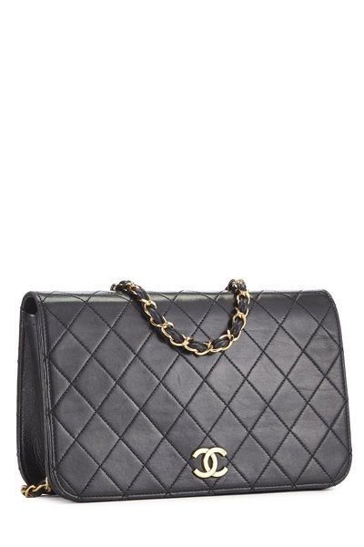 Black Quilted Lambskin Snap Full Flap Small, , large