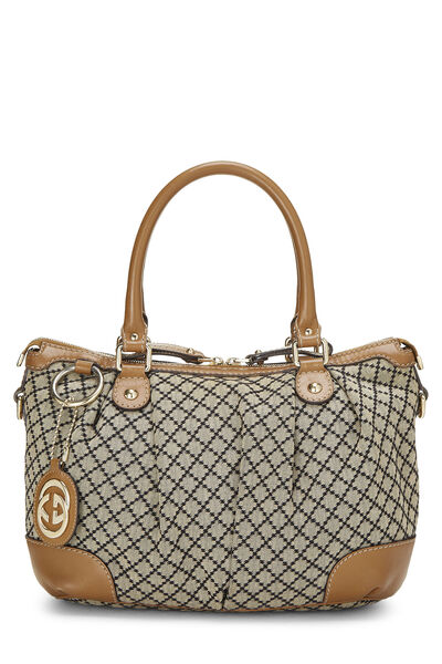 Brown Diamante Canvas Zip Sukey Large 