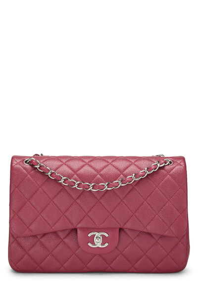 Red Quilted Caviar New Classic Double Flap Jumbo