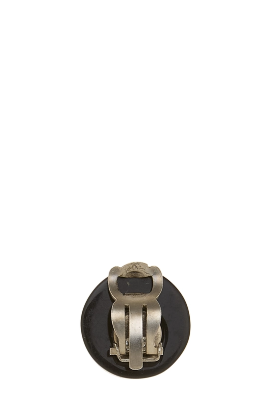 Black Acrylic Crystal 'CC' Button Earrings, , large image number 1