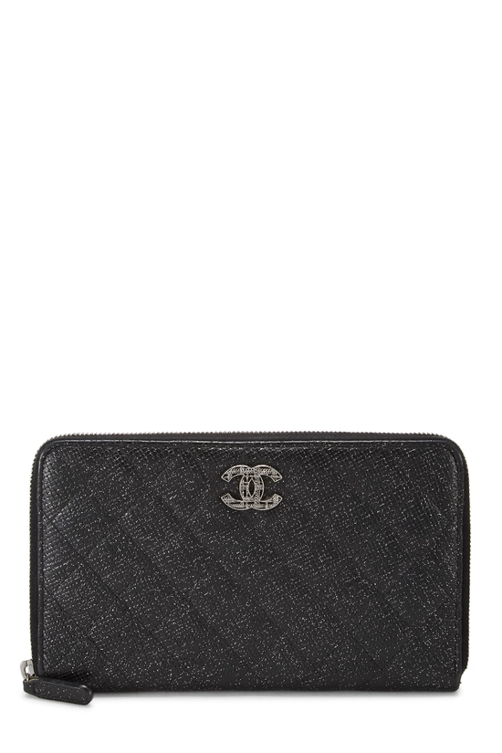 Pre-Owned Black Quilted Caviar Zip Around Organizer Wallet
