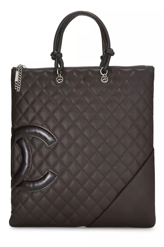 Brown Lambskin Cambon Flat Tote, , large image number 0