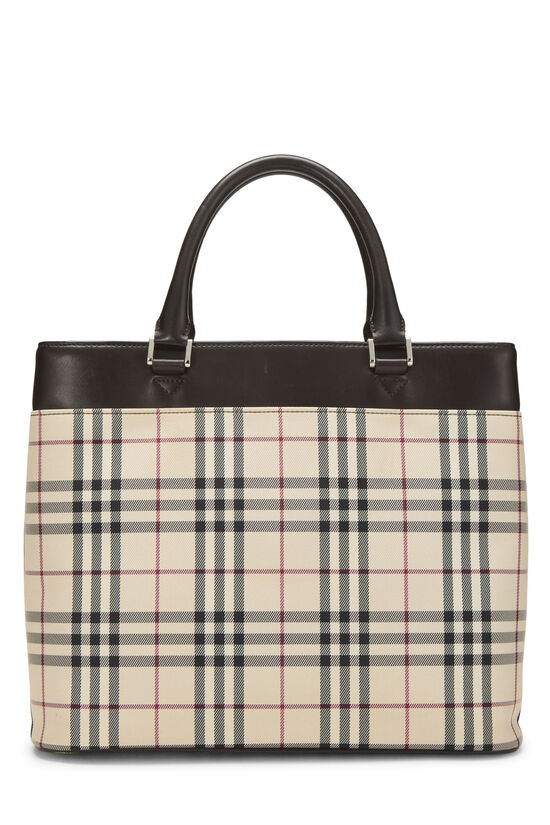 Brown Nylon House Check Handbag Medium, , large image number 3