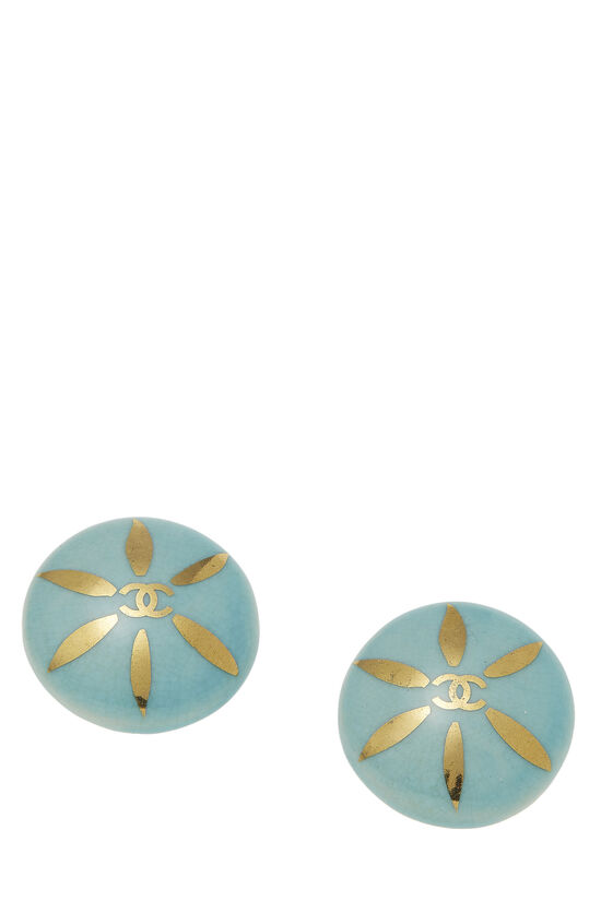 Blue Porcelain Oversize Round Earrings, , large image number 1
