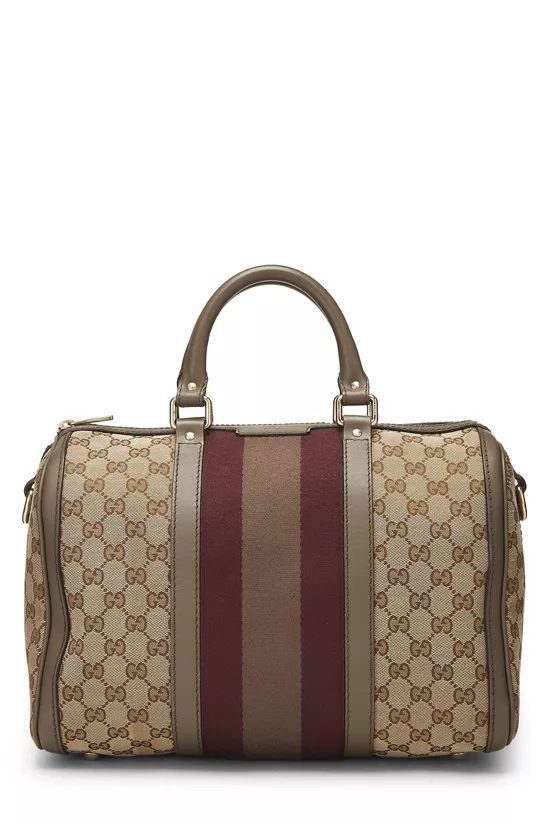 Grey Original GG Canvas Vintage Web Boston Bag Medium, , large image number 0