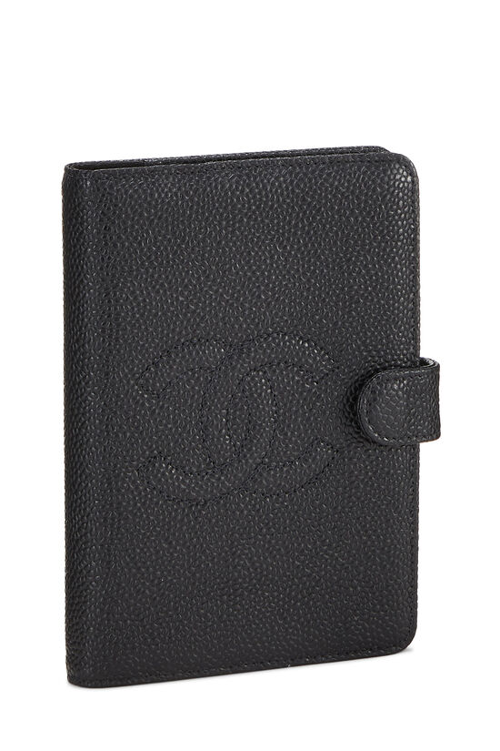 Chanel Chanel Black Quilted Caviar Leather 6 Rings Large Agenda Cover