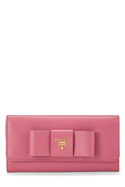 Pink Saffiano Bow Continental Wallet