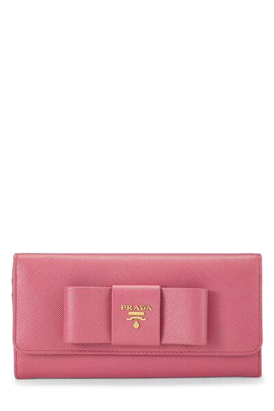 Pink Saffiano Bow Continental Wallet