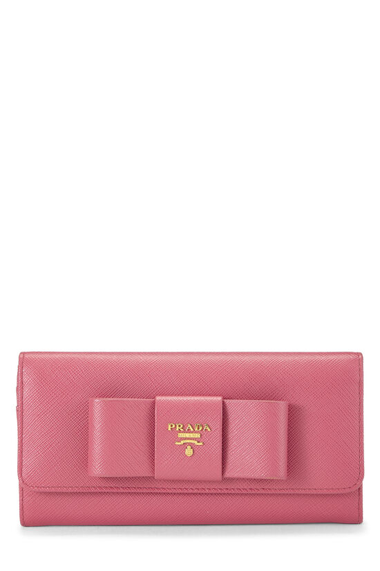 Pink Saffiano Bow Continental Wallet, , large image number 0