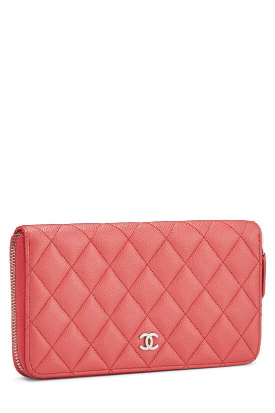 Pink Quilted Caviar Continental Zip Wallet, , large image number 1