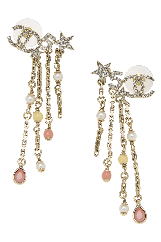 Gold No.5 Star Dangle Climber Earrings, , large image number 0