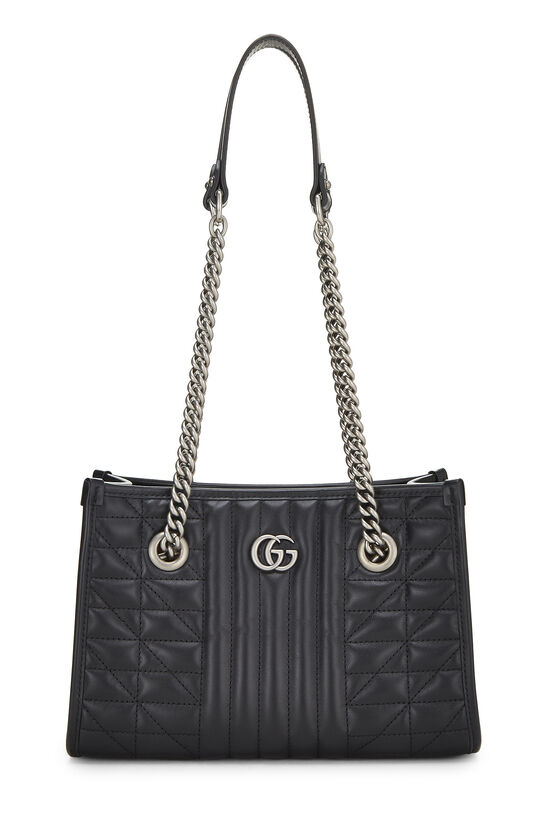 Black Leather GG Marmont Chain Tote Small, , large image number 0