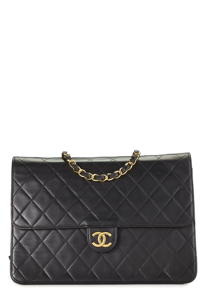 Black Quilted Lambskin Ex Flap Medium