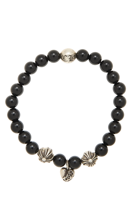 Black Sterling Silver Beaded Bracelet, , large image number 1