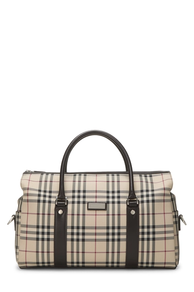 Brown House Check Nylon Weekender