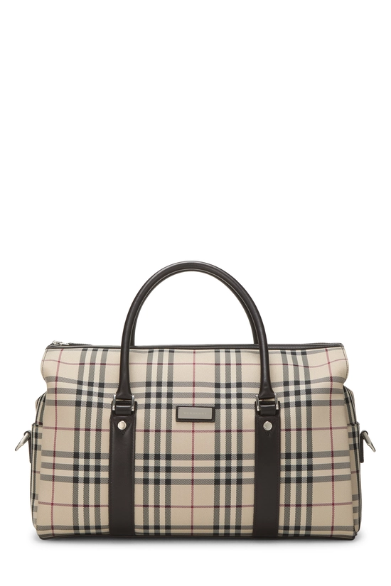 Brown House Check Nylon Weekender, , large image number 0
