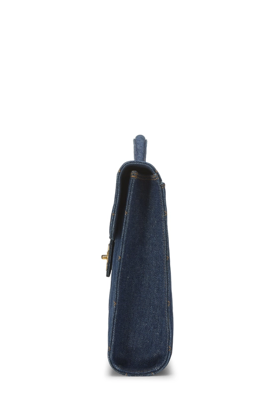 Blue Quilted Denim Briefcase, , large image number 2