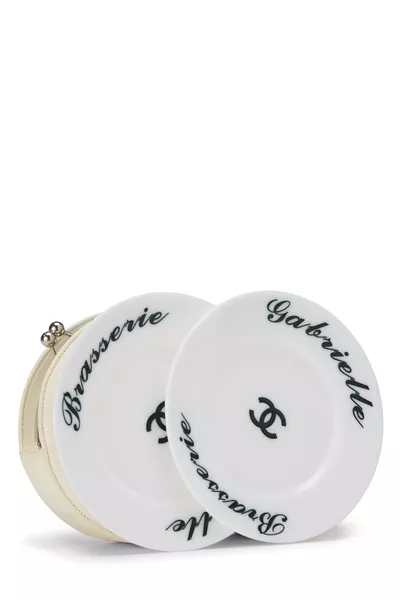 White Lambskin Brasserie Gabrielle Plate Clutch, , large