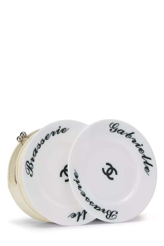 White Lambskin Brasserie Gabrielle Plate Clutch, , large image number 1